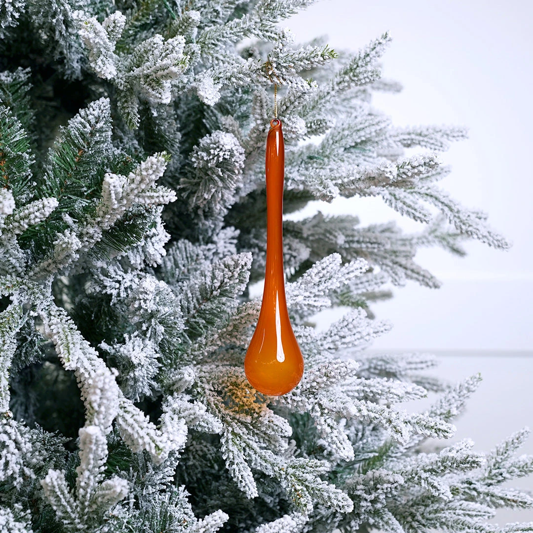 9" Orange Bubblegum Glass Teardrop Set Of 2 1 9" Orange Bubblegum Glass Teardrop Set Of 2