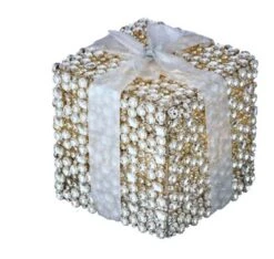 8" LED Silver Diamond Gift Bow