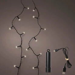 12 FT 50 LED Warm White Twinkle Lights With Black Wire Duracharge