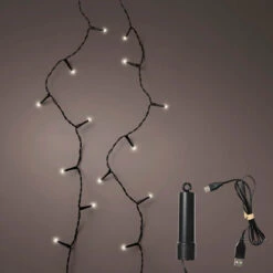 49 FT 200 LED Warm White Twinkle Lights With Black Wire Duracharge