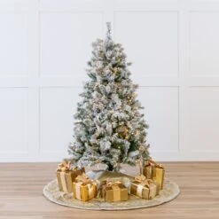6 FT Flocked Tree Pre Lit Clear Lights