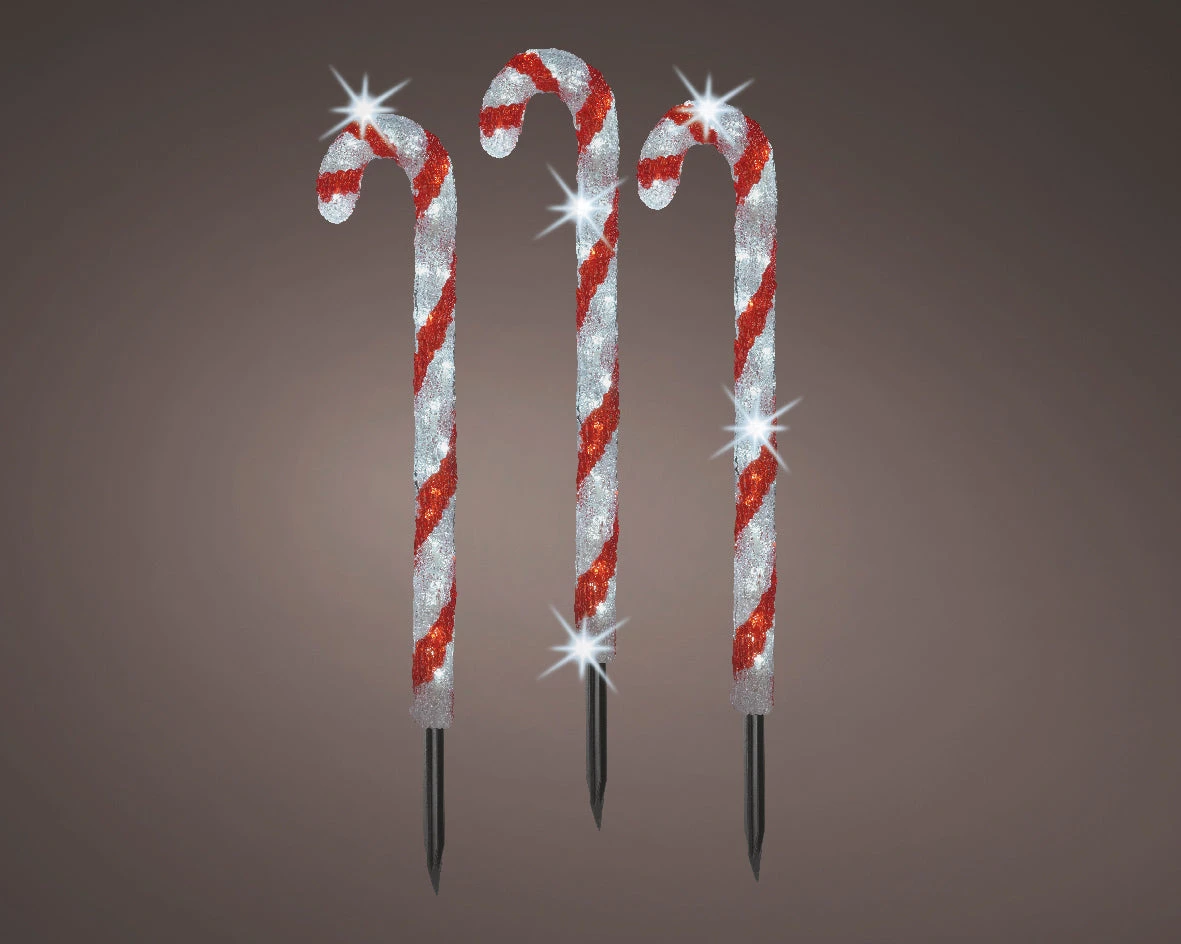 2 FT 90 LED Cool White Candy Canes Set Of 3 2 2 FT 90 LED Cool White Candy Canes Set Of 3 - Image 2