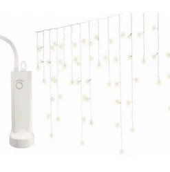 23 FT 192 LED Warm White Icicle Lights With White Wire Battery Operated