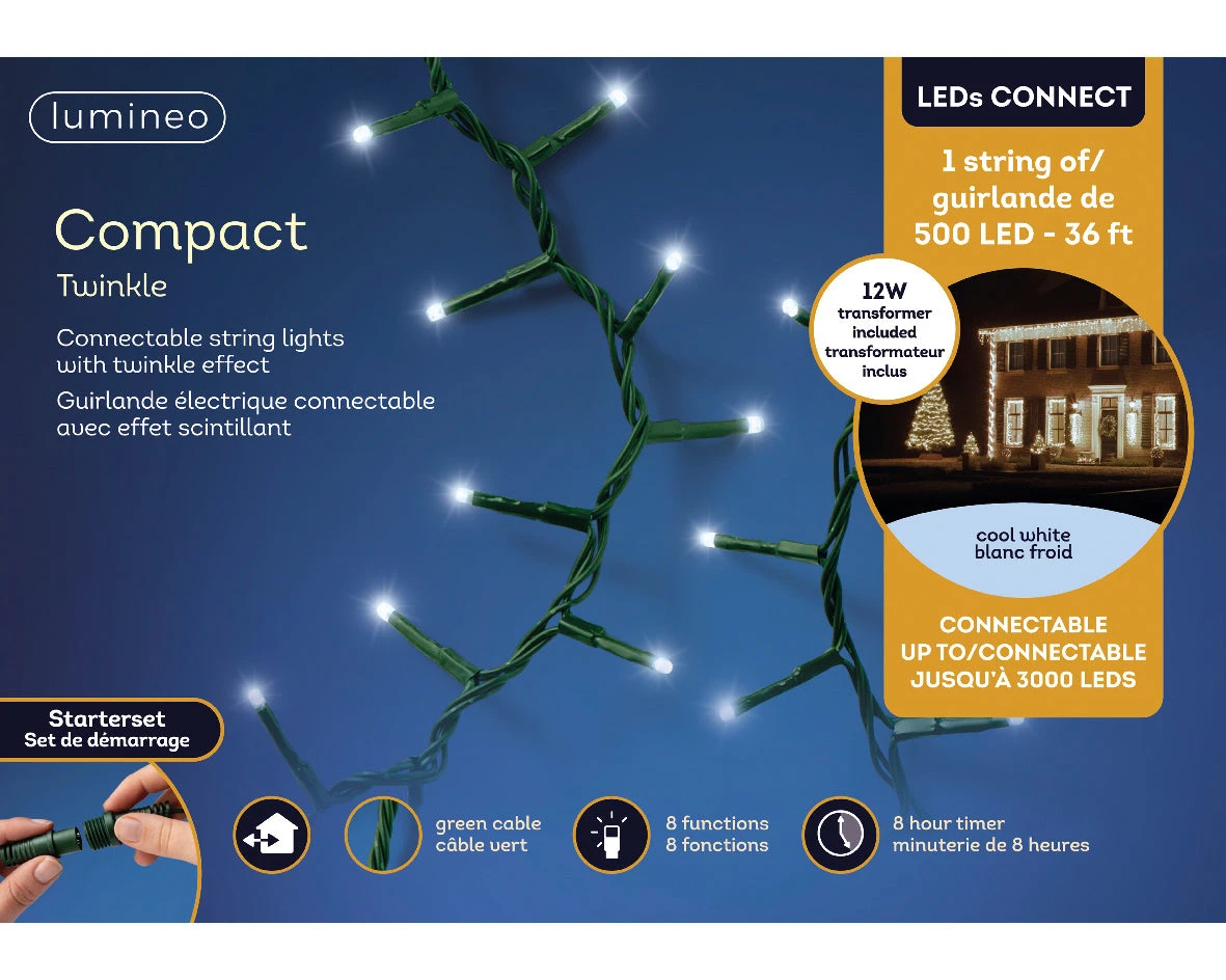 36 FT 500 LED Cool White Compact Starter Set With Green Wire 2 36 FT 500 LED Cool White Compact Starter Set With Green Wire - Image 2