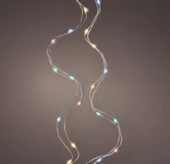 10 FT 60 Micro LED Multi Lights With Silver Wire Battery Operated
