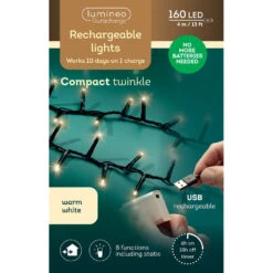 13 FT 160 LED Warm White Compact Lights With Black Wire Battery Operated -The Christmas Palace Store 8720725328082B