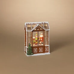 9" LED Gingerbread House With Water Globe