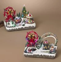 13" Lighted Amusement Park Assorted Set Of 2