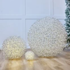 8" 40 LED Warm White Silver Ball -The Christmas Palace Store 99855 99856 99857 2